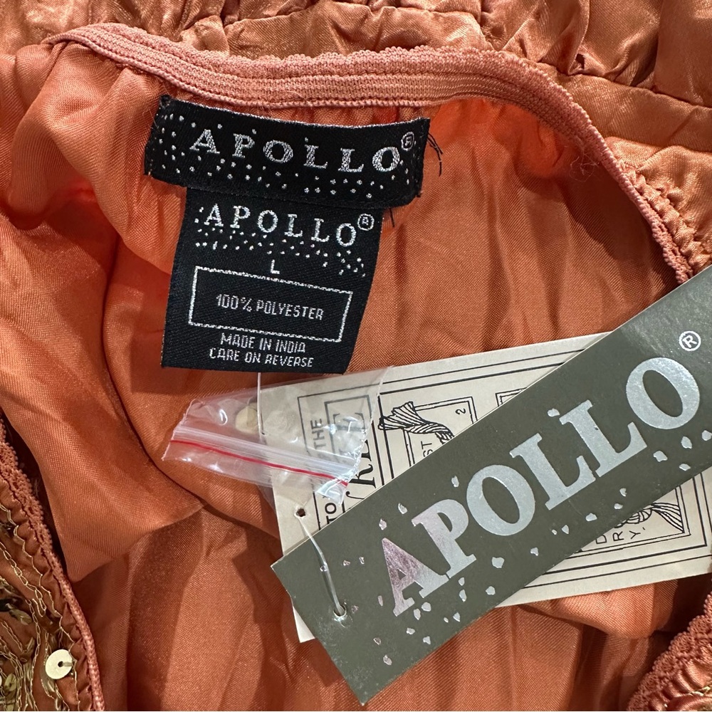 Apollo Copper Satin Sequin Midi Skirt Large Boho Festival Indie - Picture 8 of 9